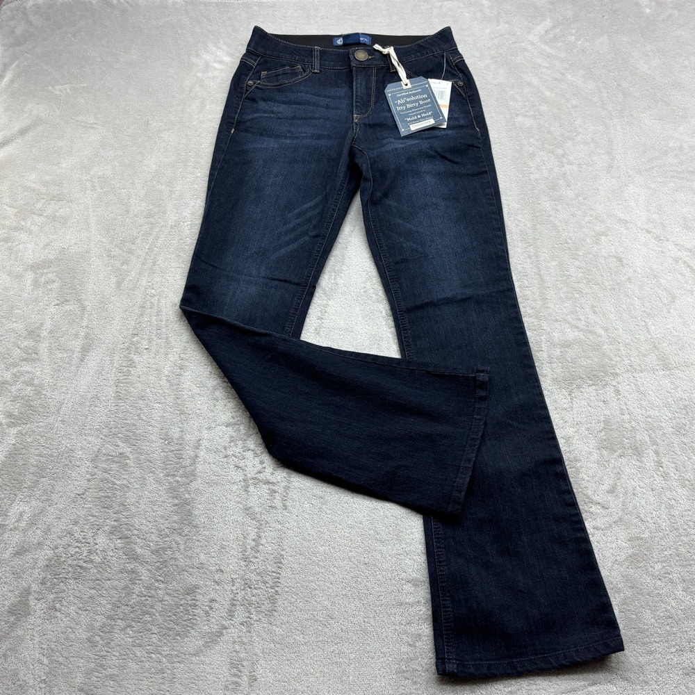 Democracy Itty Bitty Boot Jeans Womens 2 Indigo Ab solution Slimming Dark Denim